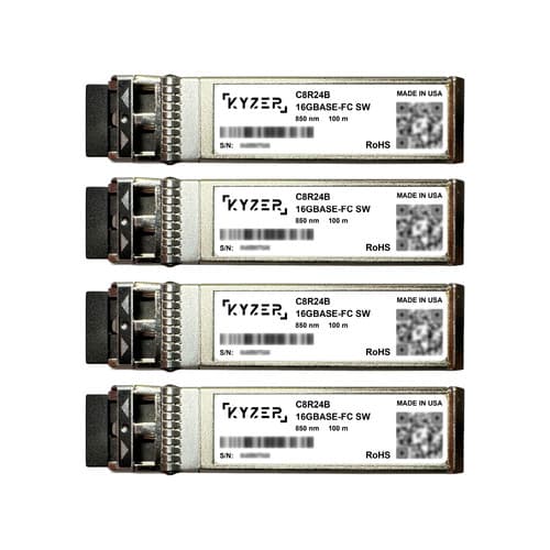 چهار ماژول فرستندهگیرنده فیبر نوری Kyzer C8R24B، مشخصات 16GBASE-FC SW، 850 نانومتر و 100 متر